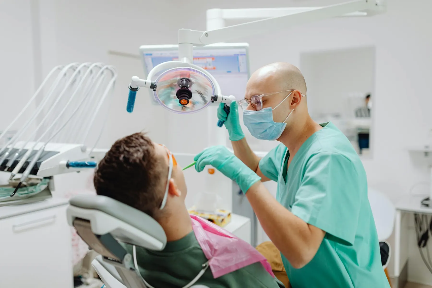 Precisely arranged dental instruments on a surgical tray ready for a procedure